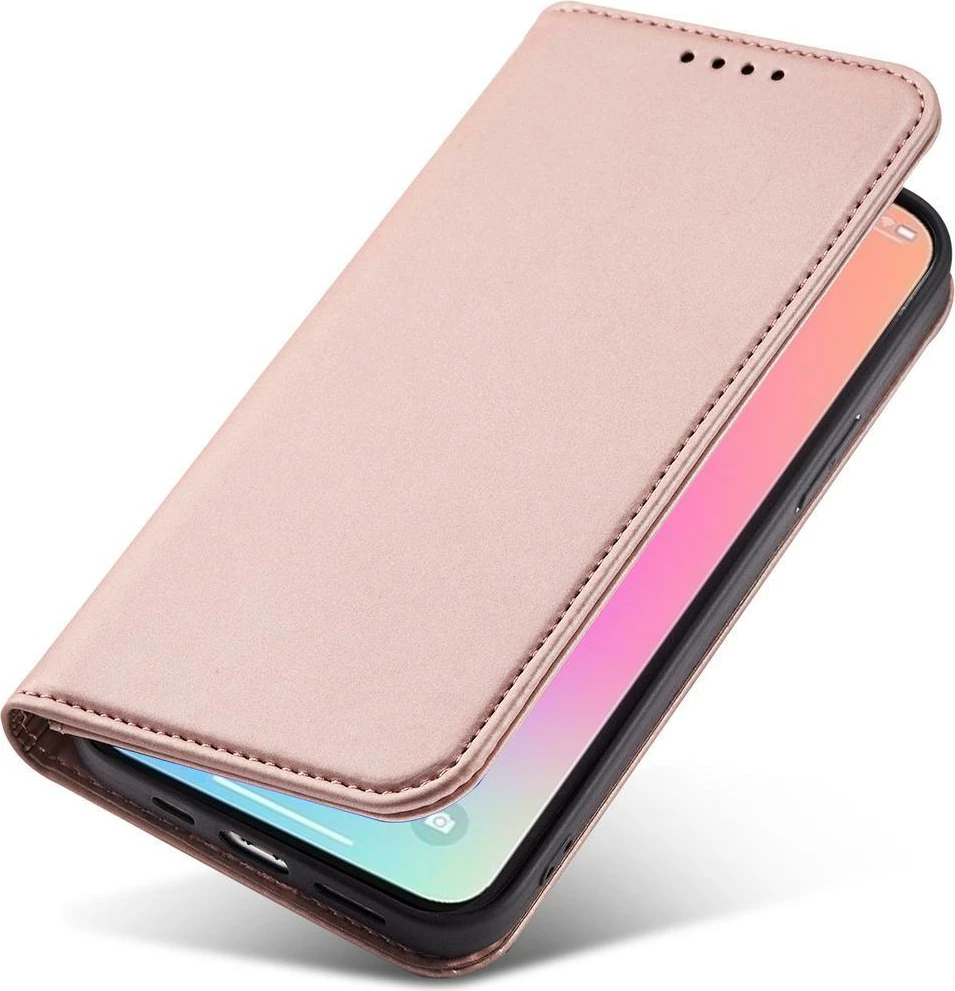 Mbështjellës Hurtel Magnet Card Case për iPhone 14 Pro, me kapak, xhep kartelash dhe stand, Rozë