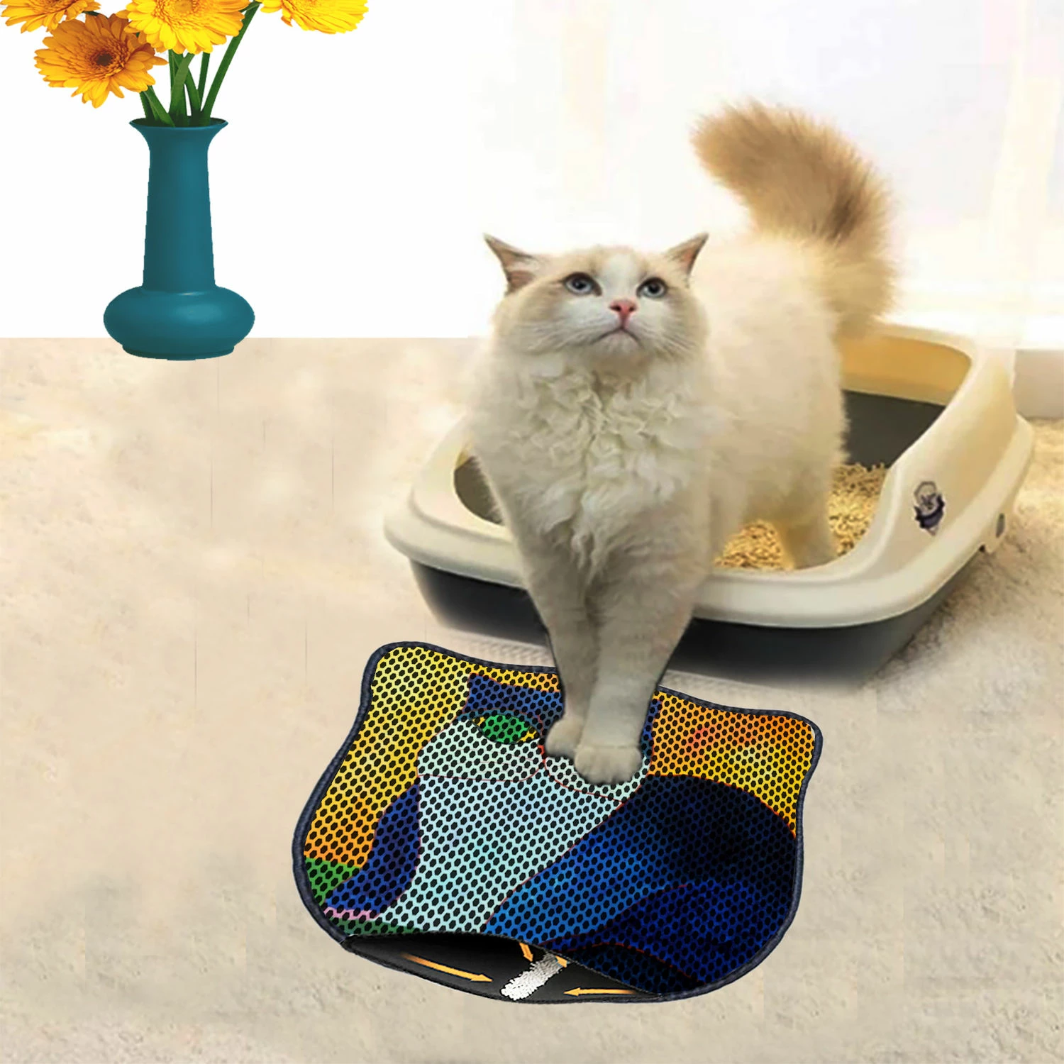 Tapet për rërë maceje, shumëngjyrësh, Paws & Whiskers, Kdkafa0113, 40x50cm