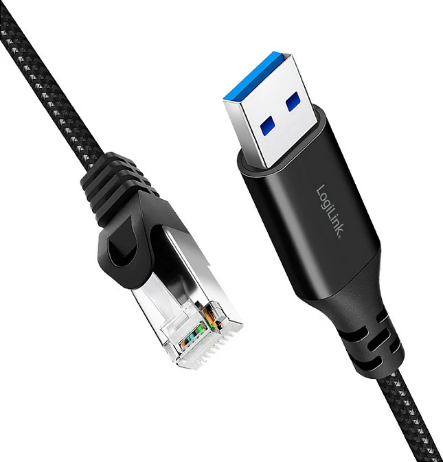 Adapter kabllo USB 3.0 në Ethernet LogiLink, A në RJ45, 1 Gbps, 2 m, zi/gri