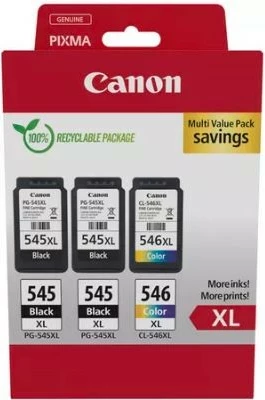 Kartush boje, Canon, Multipack PG-545XL x2 / CL-546XL 8286B013, XL, 2x 15 ml + 1x 13 ml, për PIXMA, set 3 copë, e zezë + ngjyra