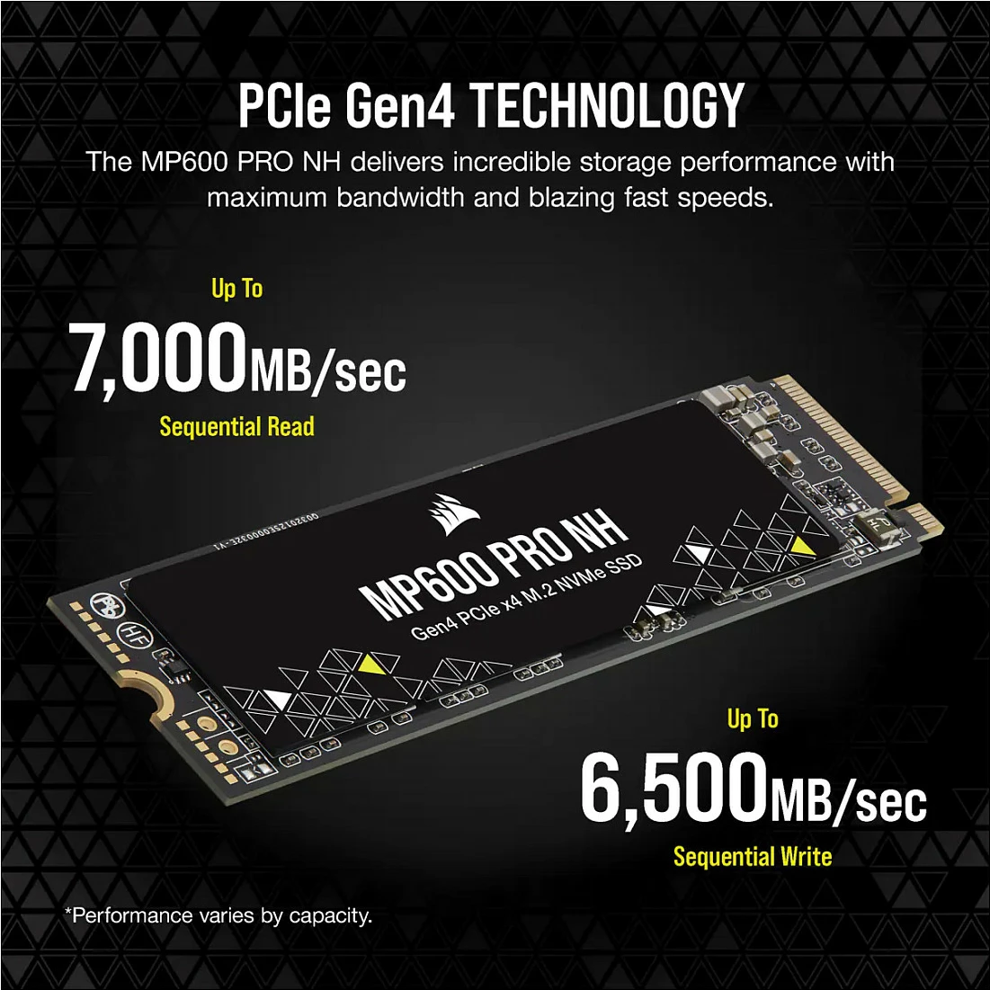 SSD M.2 NVMe Corsair MP600 PRO NH, 4TB, PCIe 4.0 x4, 7000MB/s, e zezë