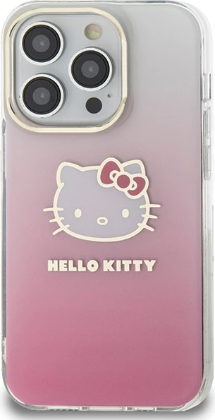 Mbështjellës Hello Kitty IML Gradient Electrop Kitty Head për iPhone 15 Pro Max, rozë