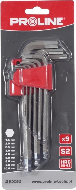 Set çelësa imbus PROLINE 48330 1.5-10 mm, 9 copë, S2, me majë topi