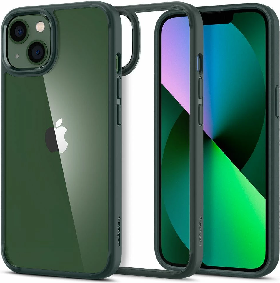Mbështjellës Spigen Ultra Hybrid për iPhone 13, Gjelbër e errët