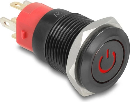 Switch DeLOCK 22013, buton me LED, IP65, 16 mm, 250V/2A, zi/kuq