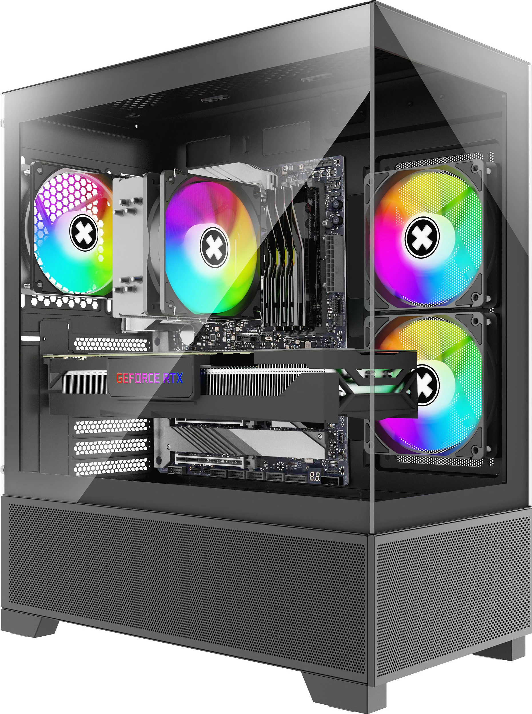Kasë Xilence Beam XG172, Midi Tower, tempered glass, RGB, e zezë