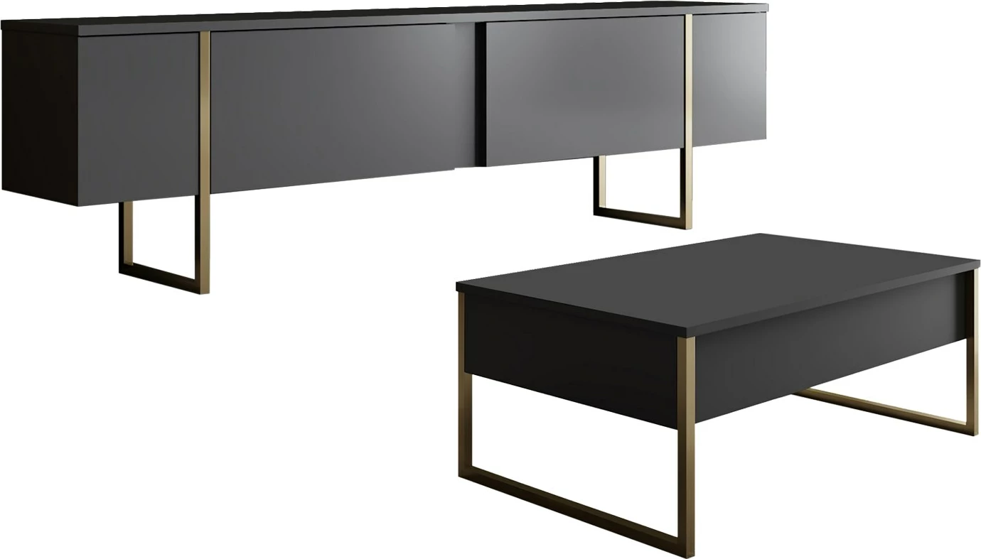 Set mobiljesh për dhomë dite, Luxe, antracit dhe ari