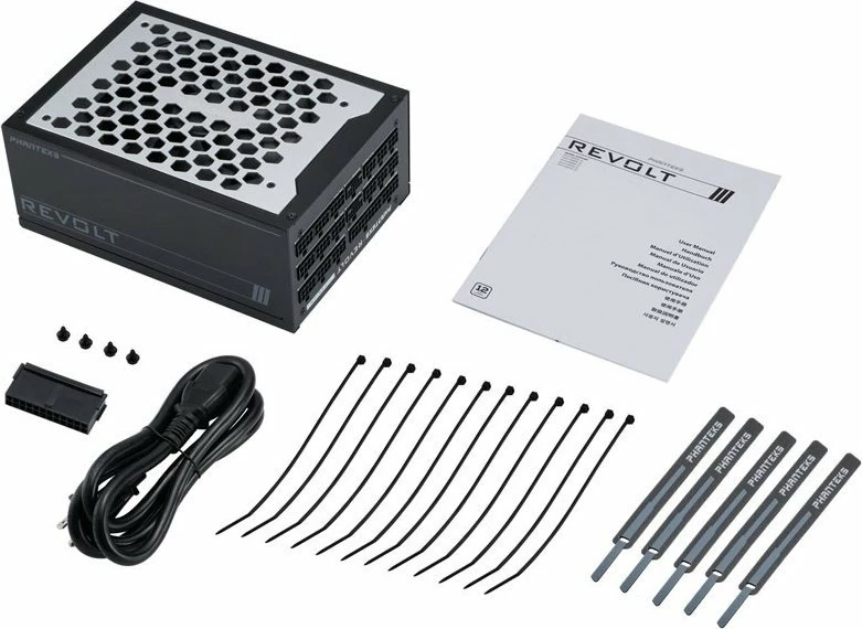 Furnizues rryme Phanteks Revolt PH-P1600TR_BK01C 1600W 80 Plus Titanium ATX 3.0 plotësisht modular PCIe 5.0, i zi