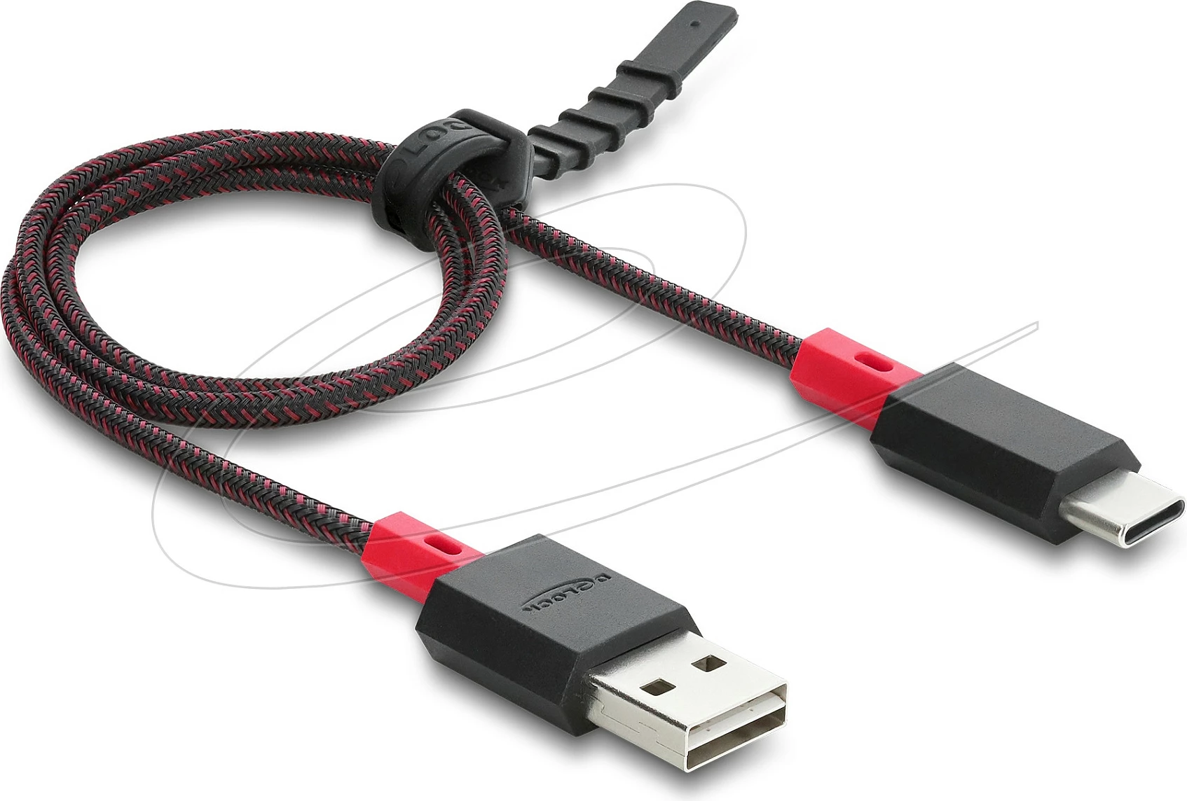 Kabllo DeLOCK EASY-USB USB-A në USB-C, USB 2.0, 0.5 m, e zezë/kuqe