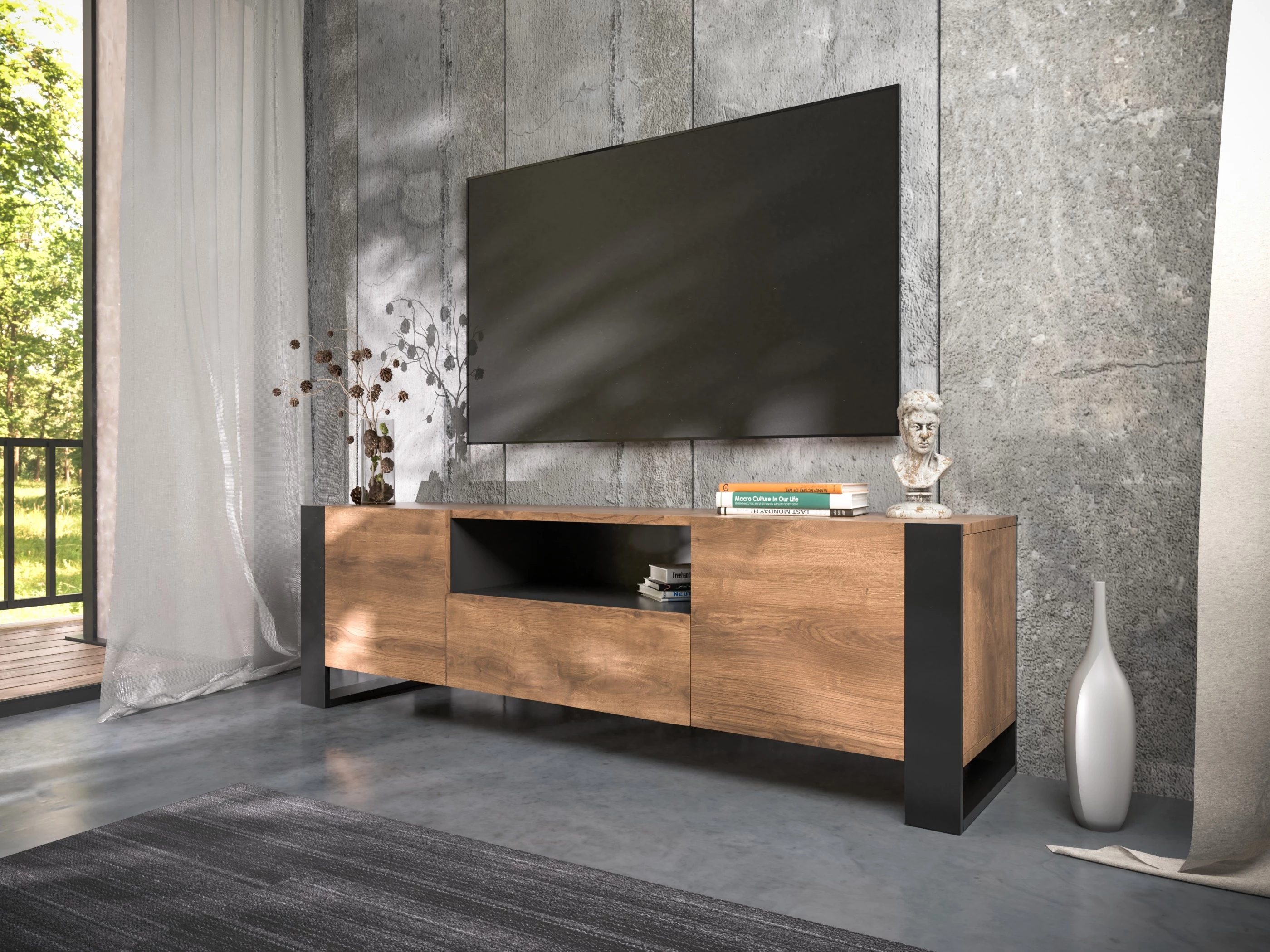 TV komodë moderne WOODY [Ngjyra: Kafe]