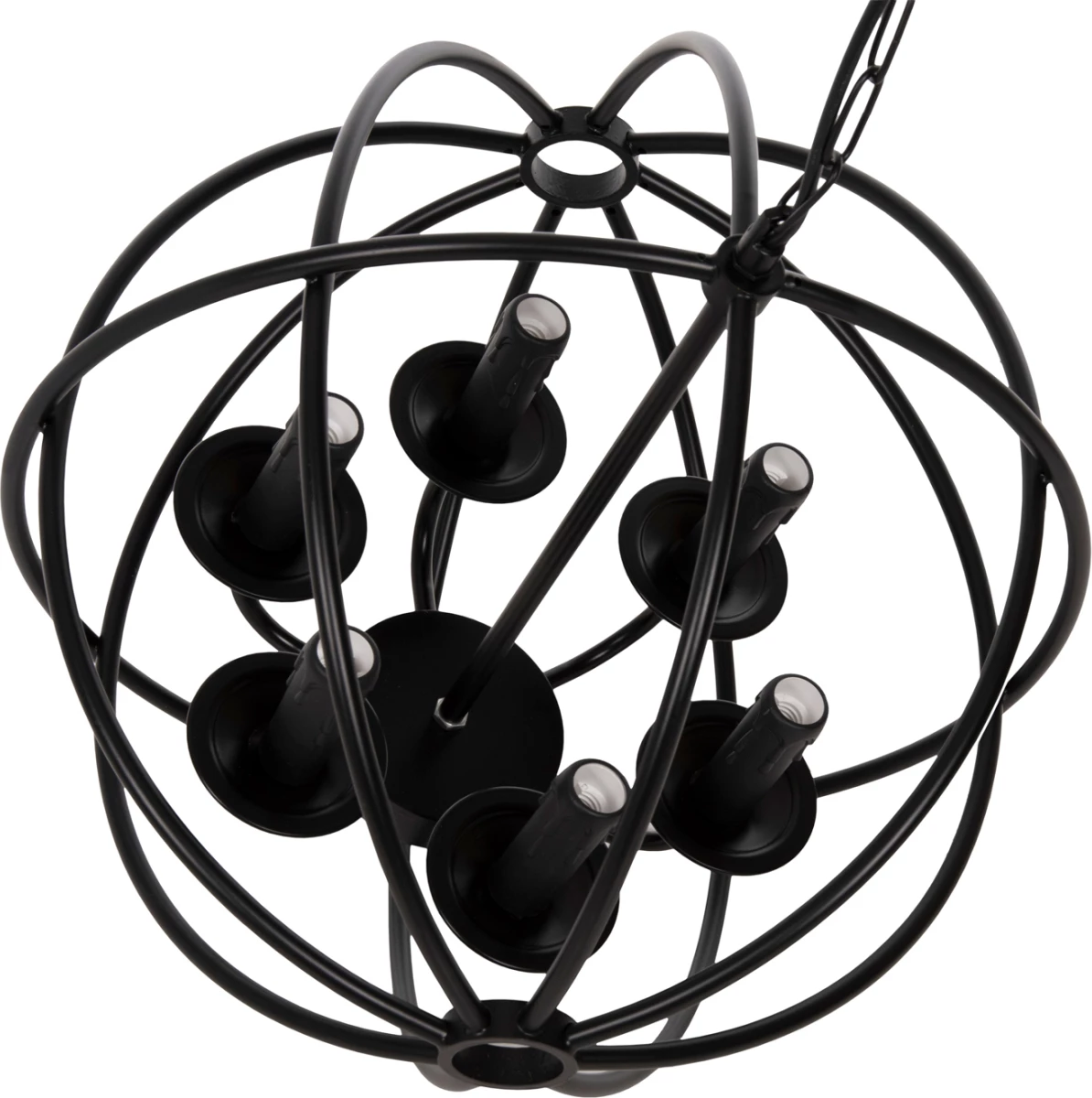 Llambë varëse tavani, sferë metalike e zezë, 6-drita, FH4127, Φ42x108H cm