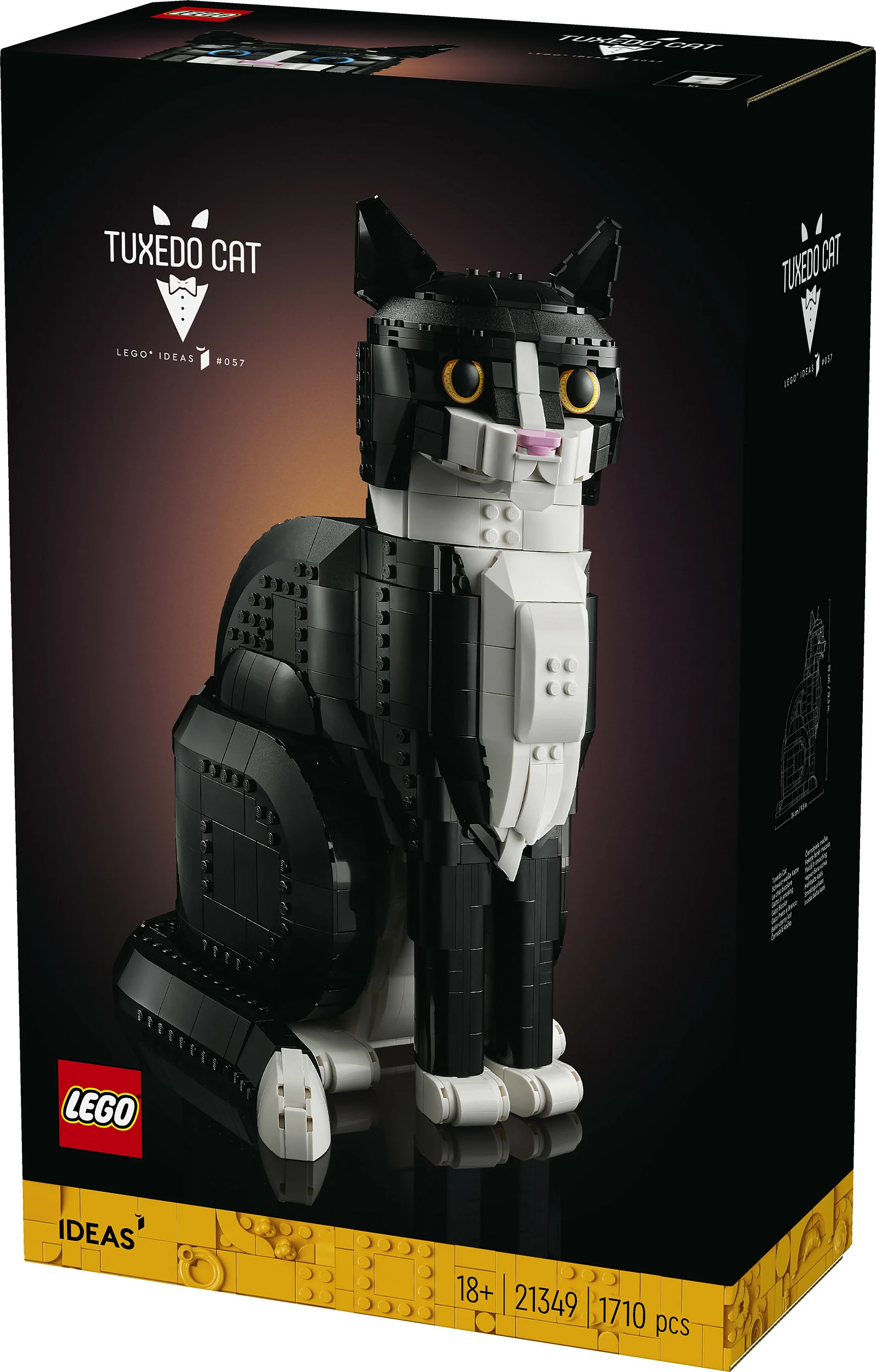 Set ndërtimi LEGO Ideas Tuxedo Cat 21349, 1710 pjesë, 18+, zi/bardhë