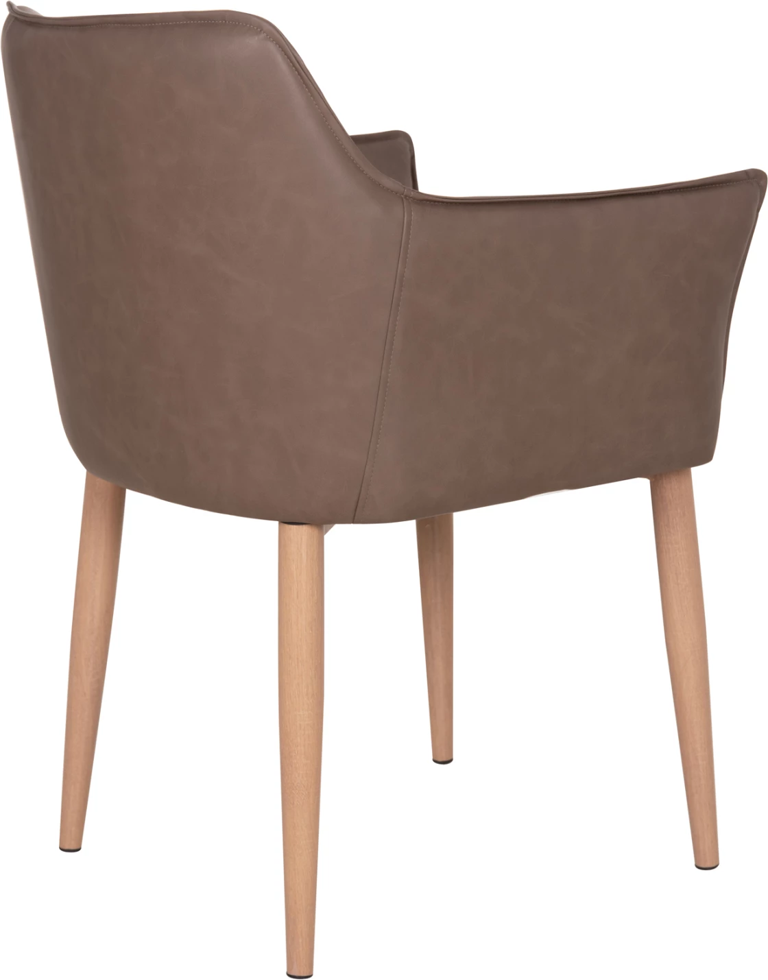 Set 2 copë karrige për ngrënie MELL FH18417.02, lëkurë PU ngjyrë kafe e tymtë, këmbë metalike efekt dru, 56x54x76 cm