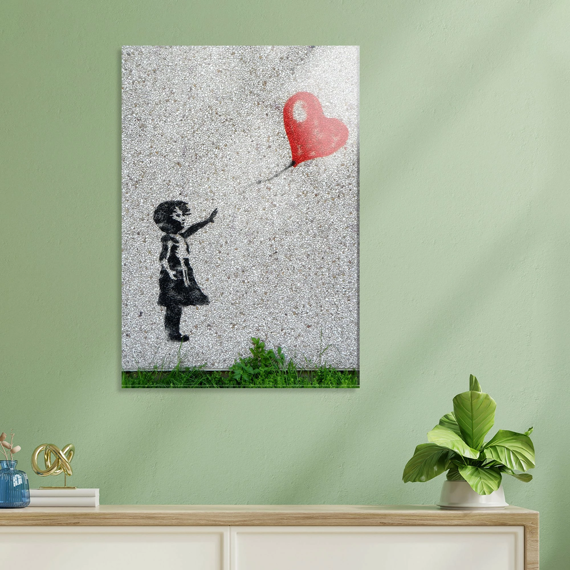 Pikturë dekorative prej xhami të temperuar, Banksy, shumëngjyrëshe, 70x100cm
