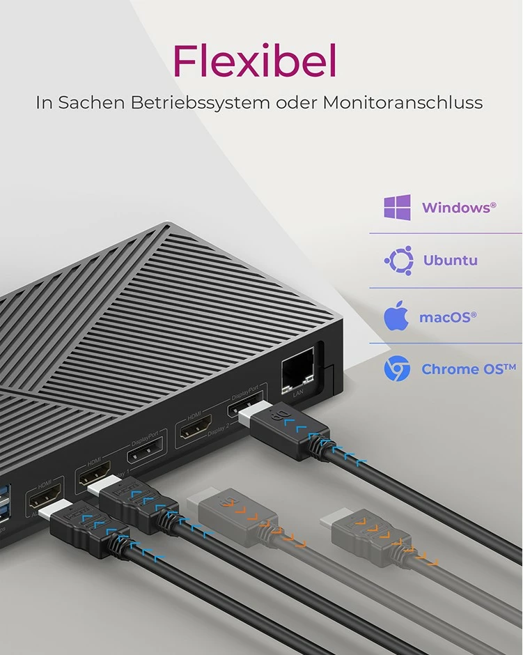 DockingStation ICY BOX 11-in-1, USB 3.2, 3x HDMI, 2x DisplayPort, 100W, e zezë