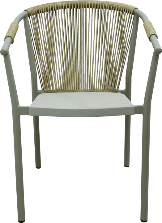 Karrige alumini me krahë e grumbullueshme me kornizë kafe-textilene-pe rattan 56x63x82cm