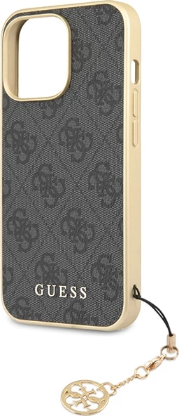 Mbështjellës Guess 4G Charms për iPhone 14 Pro Max, Gri me varëse