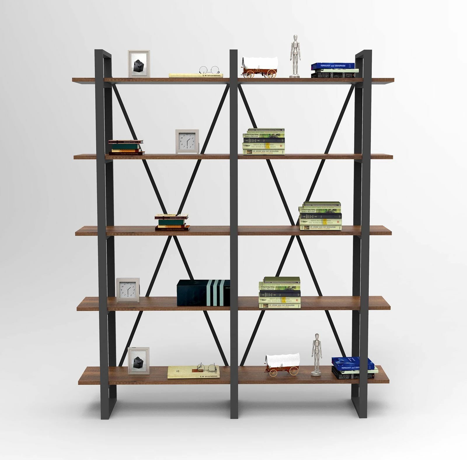 Raft librash Hanah Home, Mn05-Ba, ngjyrë arre, 154.8x180x34cm