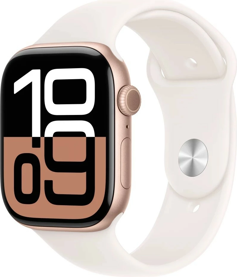 Smartwatch Apple Watch Series 10, 46 mm, GPS, alumini rozë e artë, rrip sportiv rozë S/M
