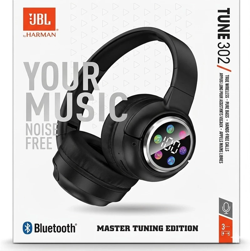Kufje Bluetooth JBL Tune 302 me Ekran Digjital, me tingull të qartë dhe përdorim komod, për muzikë, thirrje dhe argëtim, ngjyrë e zezë