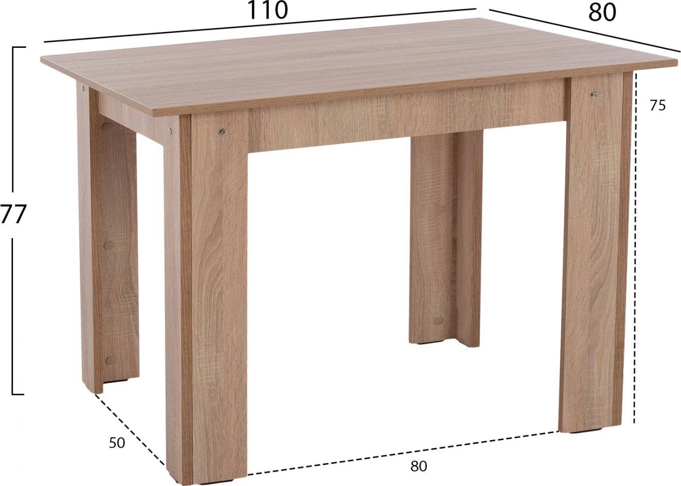 Tavolinë kuzhine, ngjyrë lisi Sonoma, FH2428.01, 110x80x77 cm