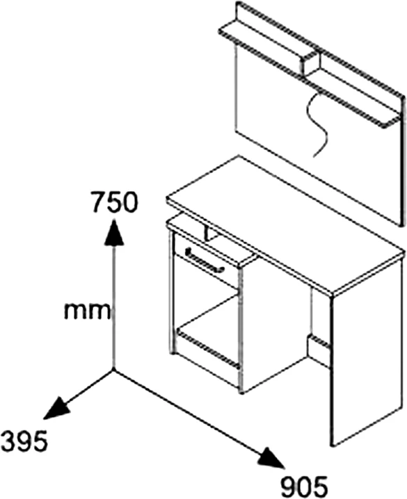 Tavolinë tualeti me pasqyrë Olympus, ngjyrë castillo-toro