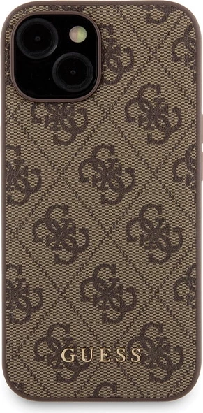 Mbështjellës Guess 4G Metal Logo me powerbank MagSafe 5000mAh për iPhone 15, Kafe, Set