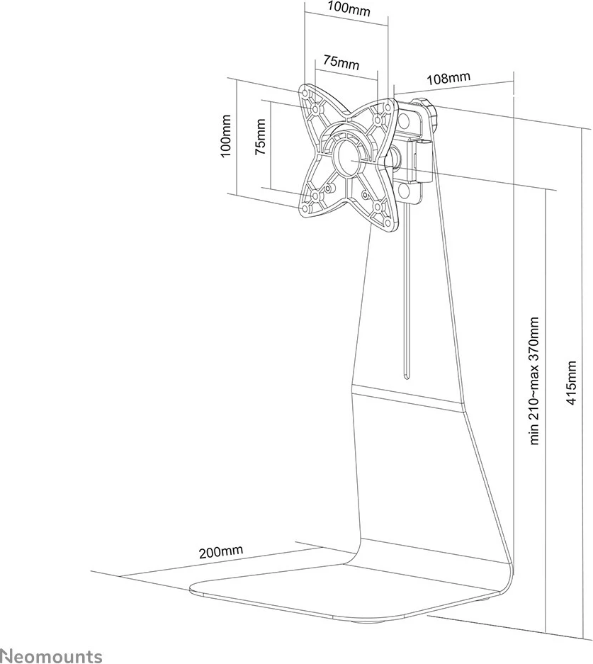 Mbajtëse monitori Neomounts FPMA-D850BLACK, 10-27 inç, rregullim lartësie, çelik, e zezë