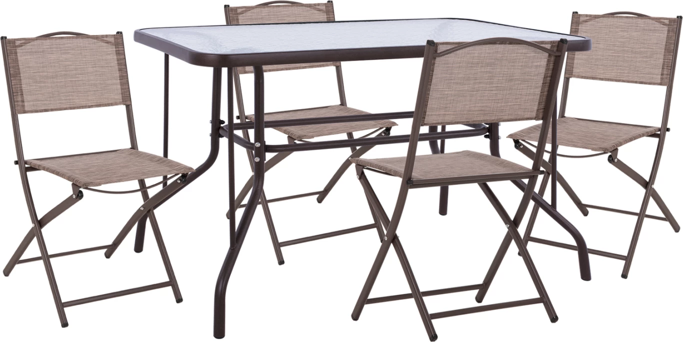 Set kopshti tavolinë ADAM & karrige të palosshme, 5 pjesë, të kafta