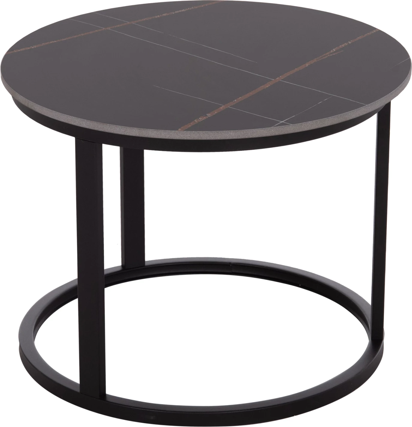 Set tavolina kafeje 2 copë, sipërfaqe qeramike, pamje mermeri të zi, TALOS FH18140.02, Φ70x45.5cm