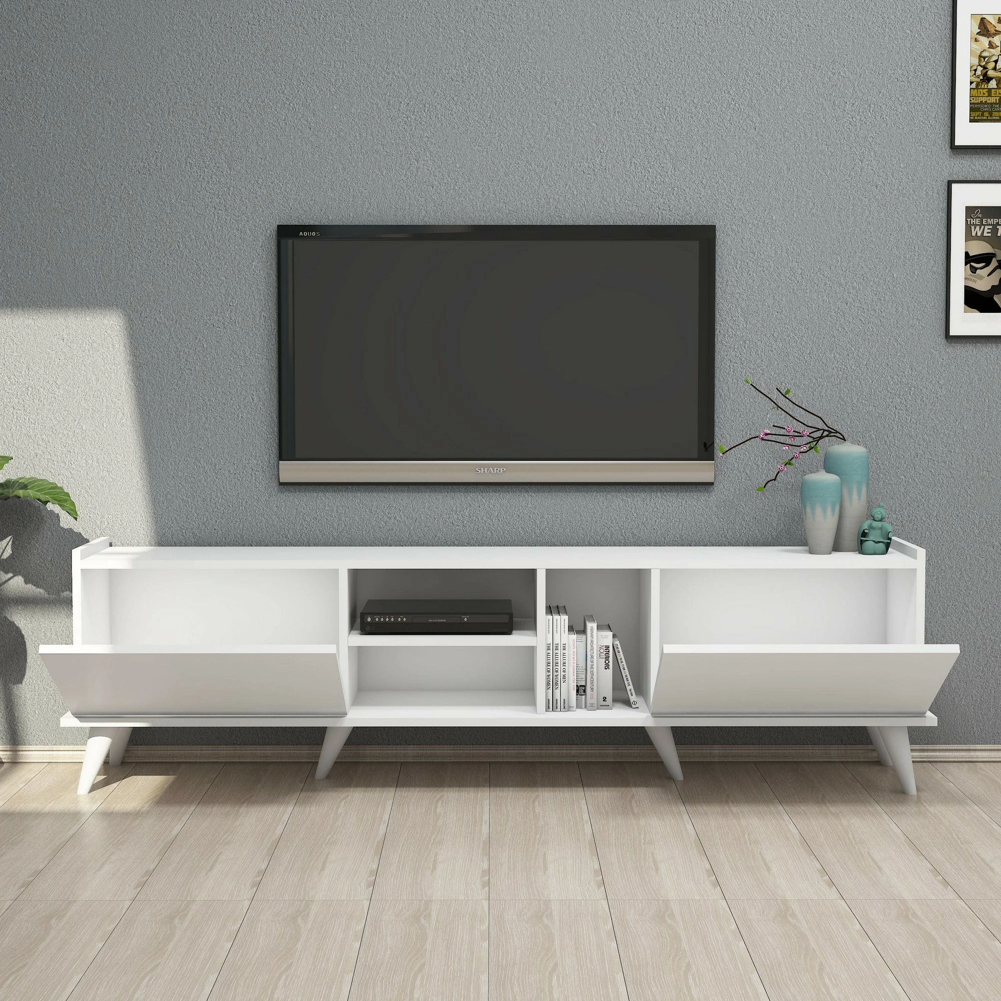 Komodë TV Hanah Home, Elegante 1320, e bardhë, 180x52x34cm