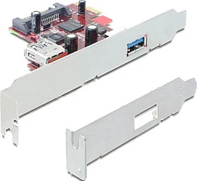 Kartë zgjerimi PCIe DeLOCK USB 3.0/USB 3.2 Gen 1, 2x USB-A, 5 Gbps, kuqe/argjendtë