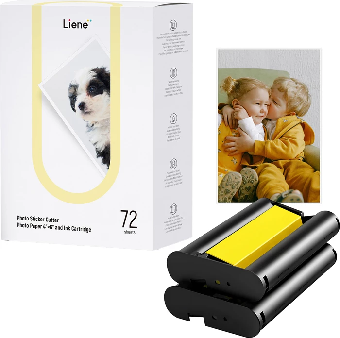 Letër foto ngjitëse Liene PixCut 4x6\" për PixCut S1, 72 fletë + 2 fishekë boje
