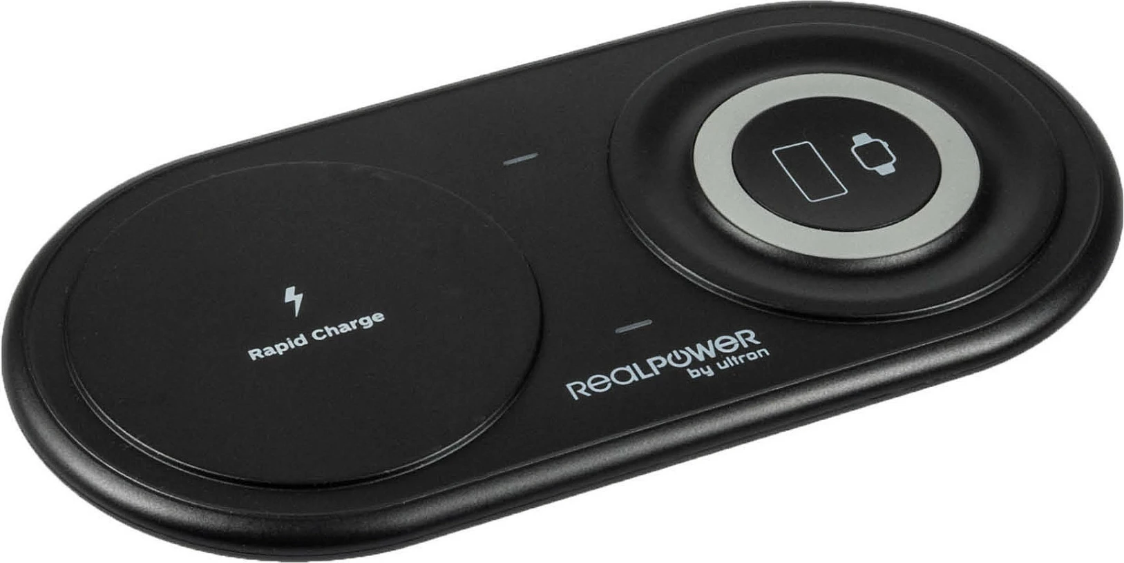 Karikues wireless RealPower ChargeAIR Duo, 15W, USB, për celular dhe smartwatch, i zi