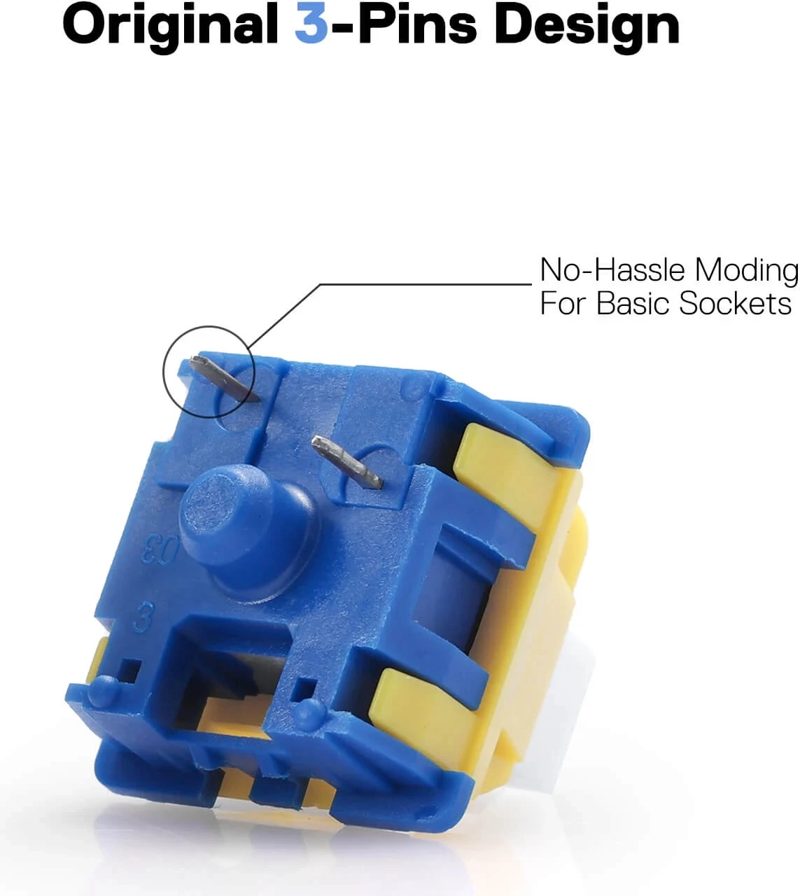 Switch-a mekanikë Redragon Bullet-B A113, tactile (ekuivalent MX Blue), paketë 24 copë, blu/verdhë