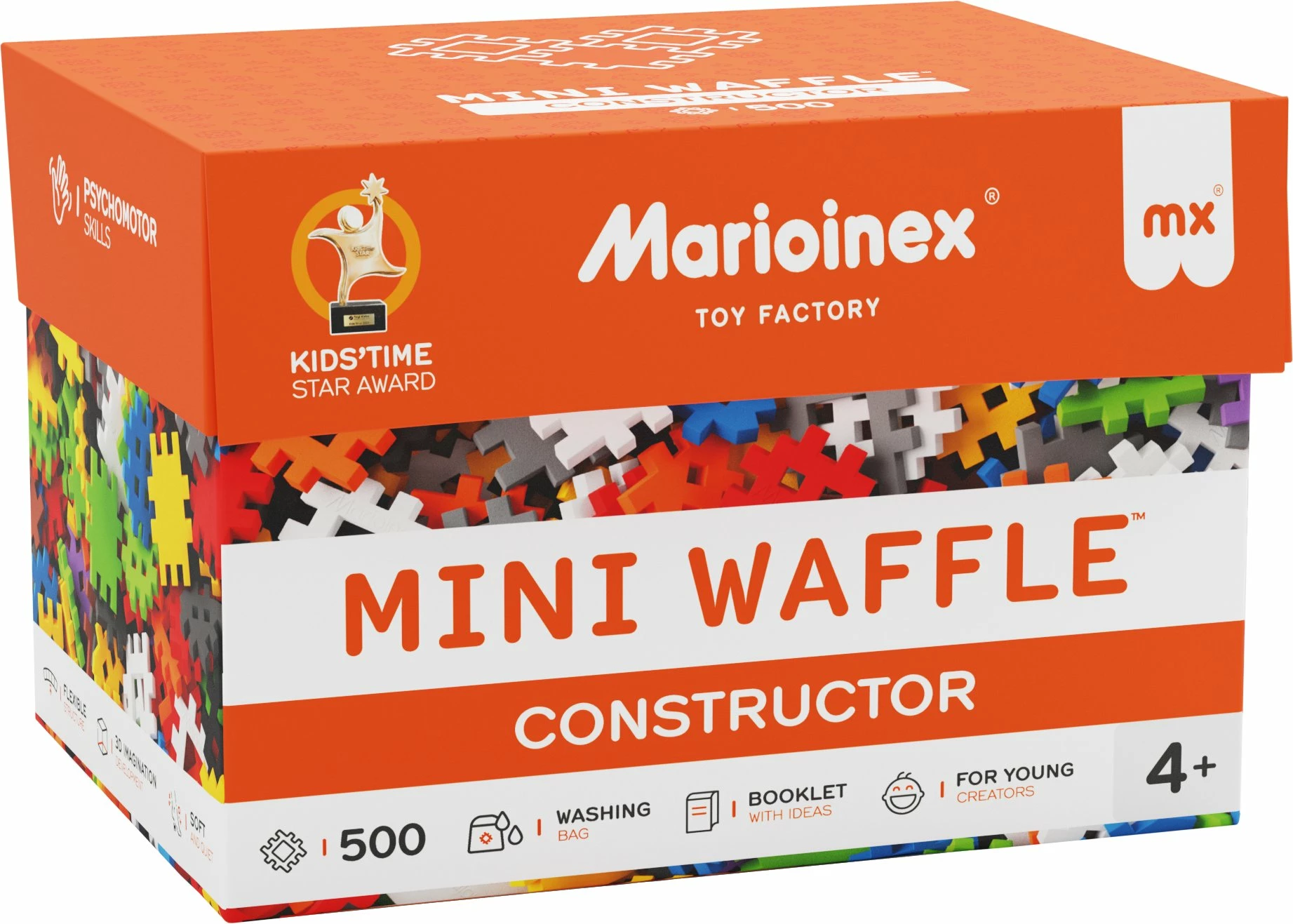 Blloqe konstruktori Mini Waffle Marioinex 902288 500 copë, shumëngjyrëshe