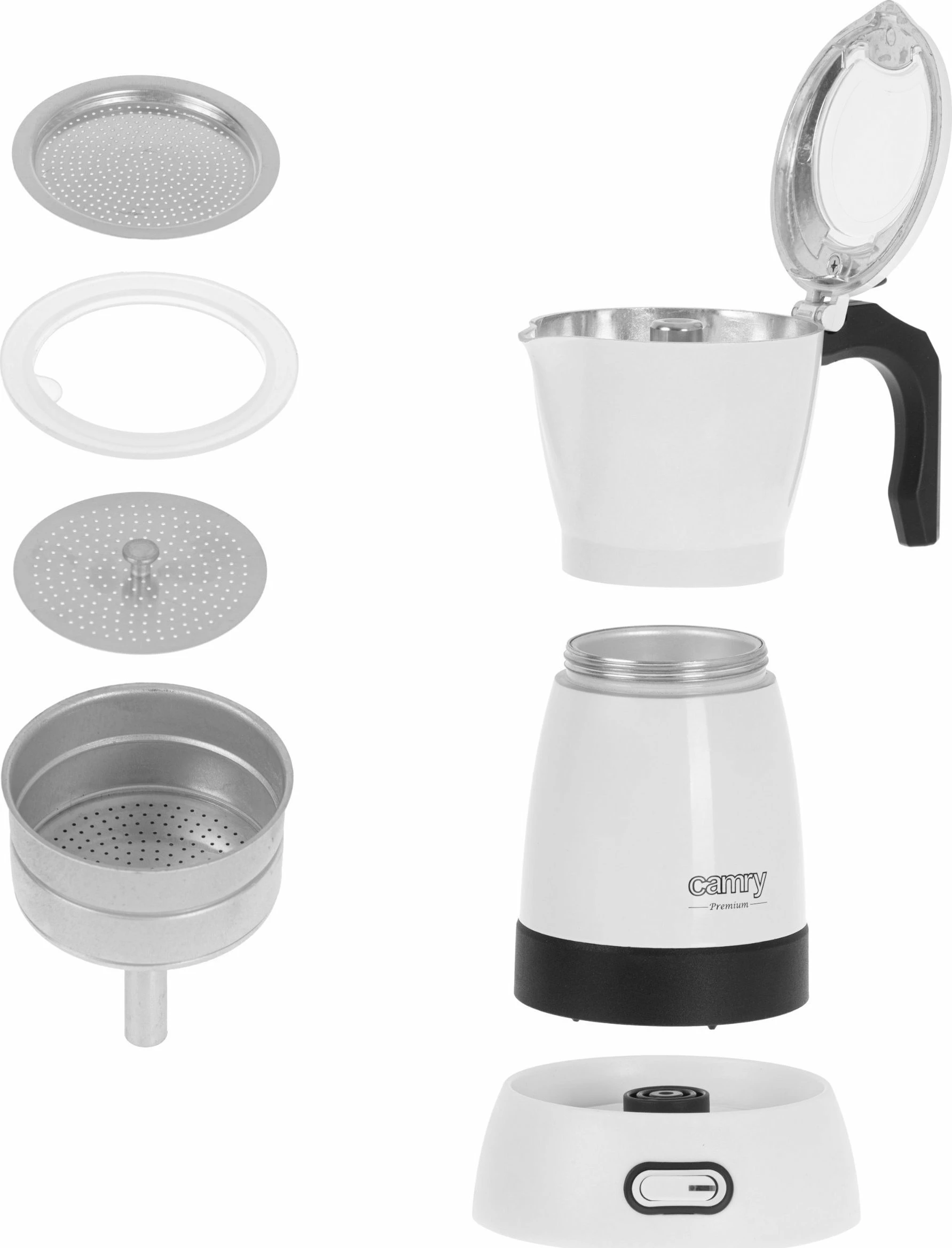 Makinë kafe moka elektrike Camry CR4415W, 6 filxhana (300 ml), e bardhë