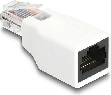 Adapter RJ50 DeLOCK, mashkull-në-femër, i bardhë