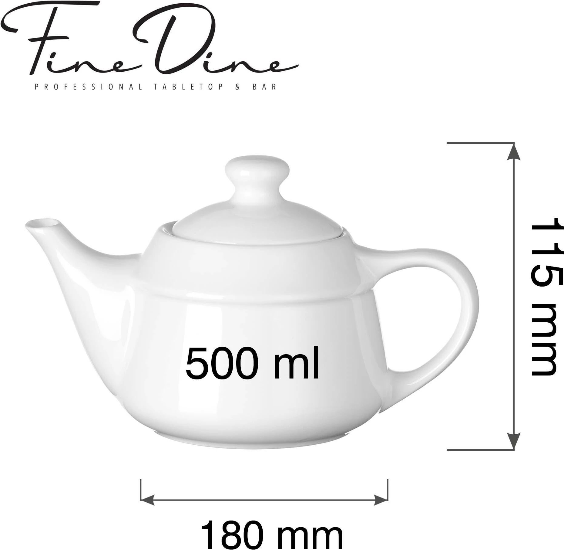 Çajnik Fine Dine Pure Bianco 500 ml, i bardhë