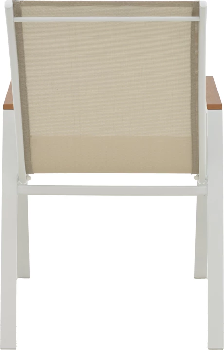 Tavolinë me karrige Synergy-Azelie set prej 3 copë ngjyrë e bardhë alumini dhe dru i përpunuar ngjyrë natyrale 80x80x74cm