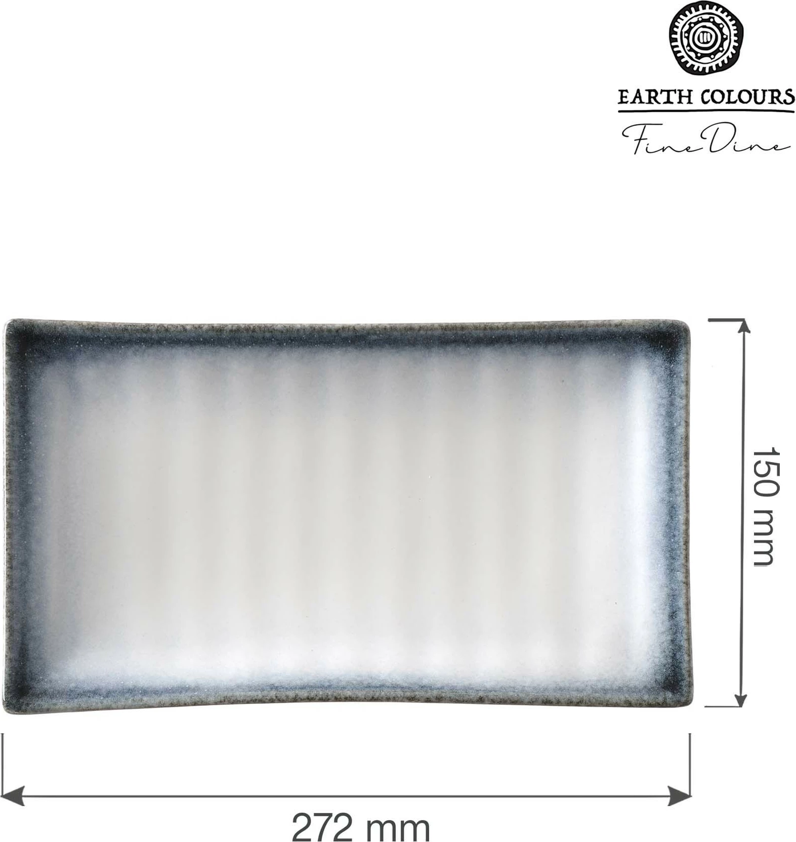 Pjatë servirimi drejtkëndore Fine Dine Silk 272x150 mm, stoneware, set 3 copë, gri