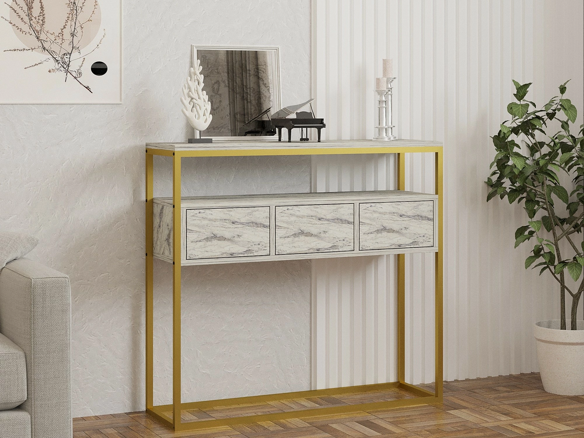 Konsol Hanah Home, ngjyrë Freesia Marble