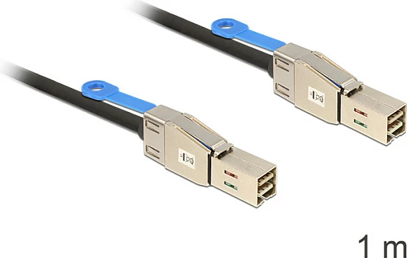 Kabllo SAS DeLOCK 83394, Mini SAS HD x4 SFF-8644 në Mini SAS HD x4 SFF-8644, 1 m, male/male, zezë/argjend