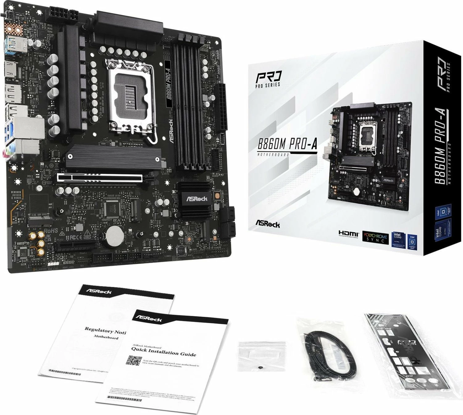 Pllakë amë ASRock B860M Pro-A Micro ATX, DDR5, 256GB, 2.5Gb LAN, USB-C 20Gbps, 2x SATA kabllo