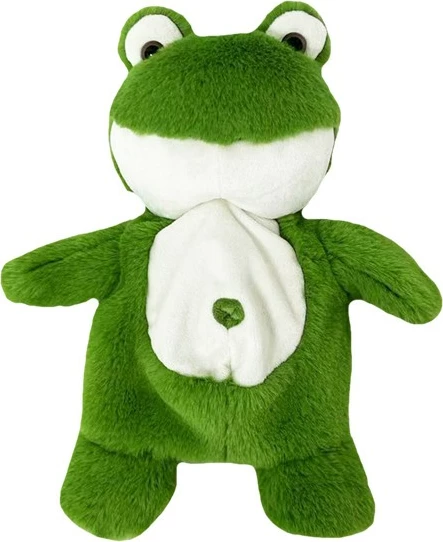 Kukull-dorë bretkosë TULILO 27 cm, pelush, e gjelbër/e bardhë