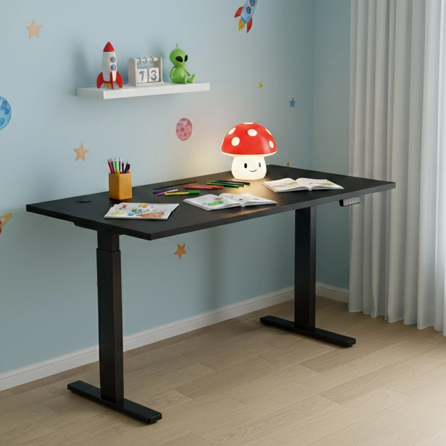 Kornizë tavoline elektrike sit-stand UVI Lite V2, 84-130 cm, 71-119 cm, 80 kg, e zezë mat
