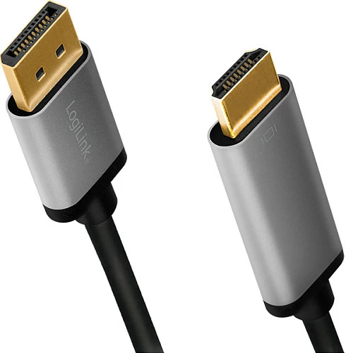 Kabllo DisplayPort në HDMI LogiLink, 4K/60Hz, 2 m, zi/gri