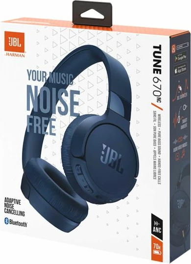 Kufje Bluetooth over-ear pa tela JBL Tune 670NC, ANC, 70 orë bateri, Blu