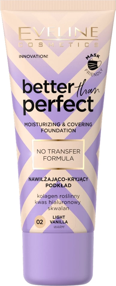 Fondatinë për femra Eveline Cosmetics Better Than Perfect Hydrating-Coverage 02 Light Vanilla 30ml