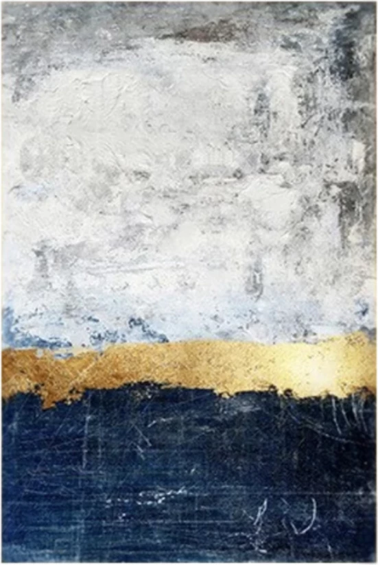 Pikturë dekorative Dafur, kanavacë, gri, kaltër, ar, 80x120x4cm